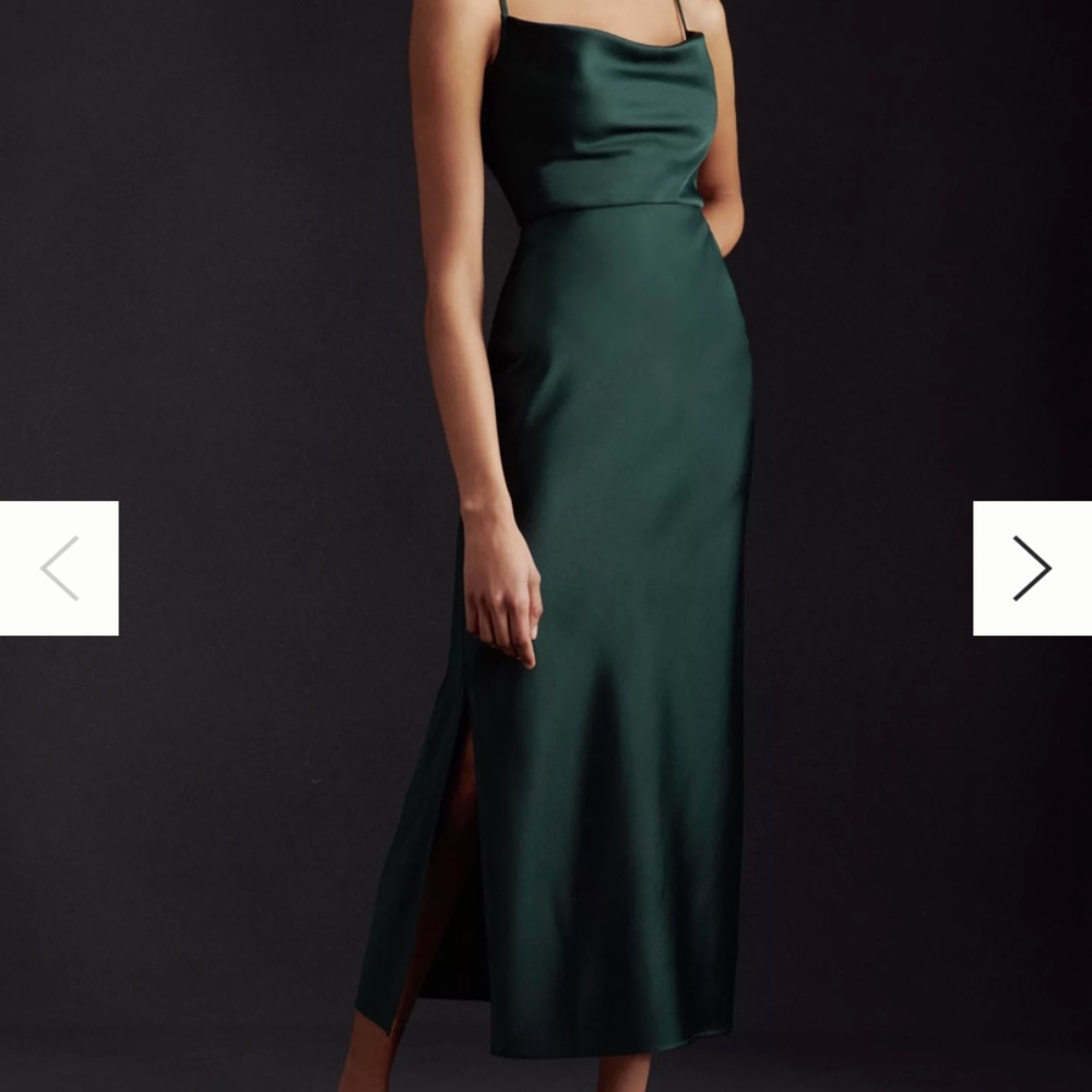 BHLDN Cali Satin Cowl-Neck Midi Slip Dress